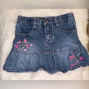 Barbie Blue Denim Skirt with Pink Floral Embroidery Children Size 6X